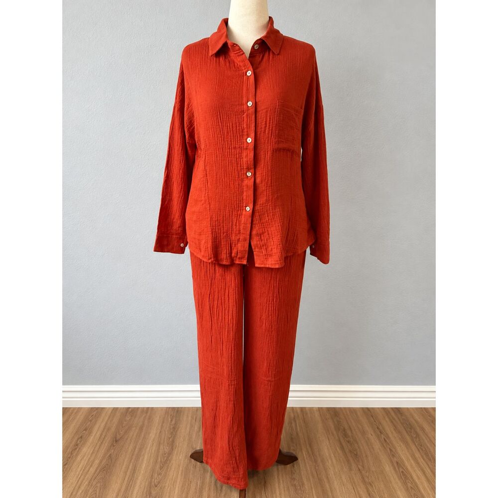 Miss Sparkling Rich Terracotta Cotton Gauze 2 Piece Set Size M
